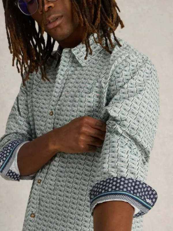 Casette Tape Printed Shirt in WHITE PRINT<White Stuff Online