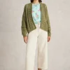 CASEY CROCHET CARDI in KHAKI GREEN<White Stuff New