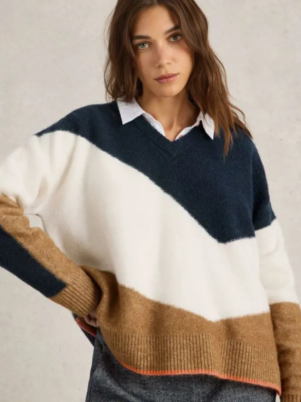 CERIE CHEVRON JUMPER in NATURAL MULTI<White Stuff Best