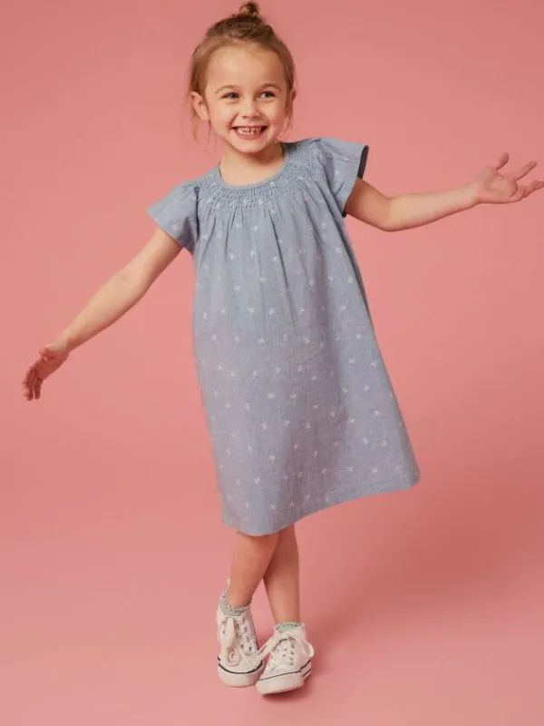 Chambray Frill Dress in CHAMBRAY BLUE<White Stuff Sale