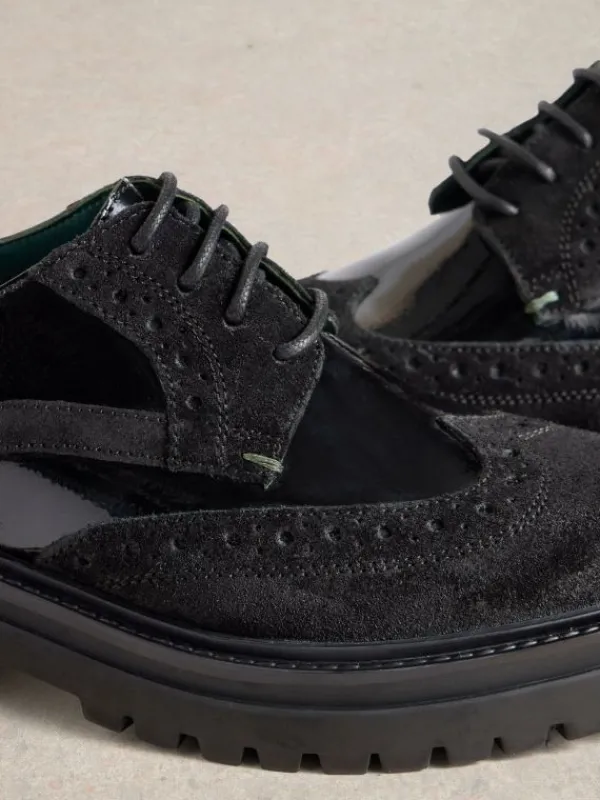 Charlie Chunky Lace Up Brogue in PURE BLACK<White Stuff Discount