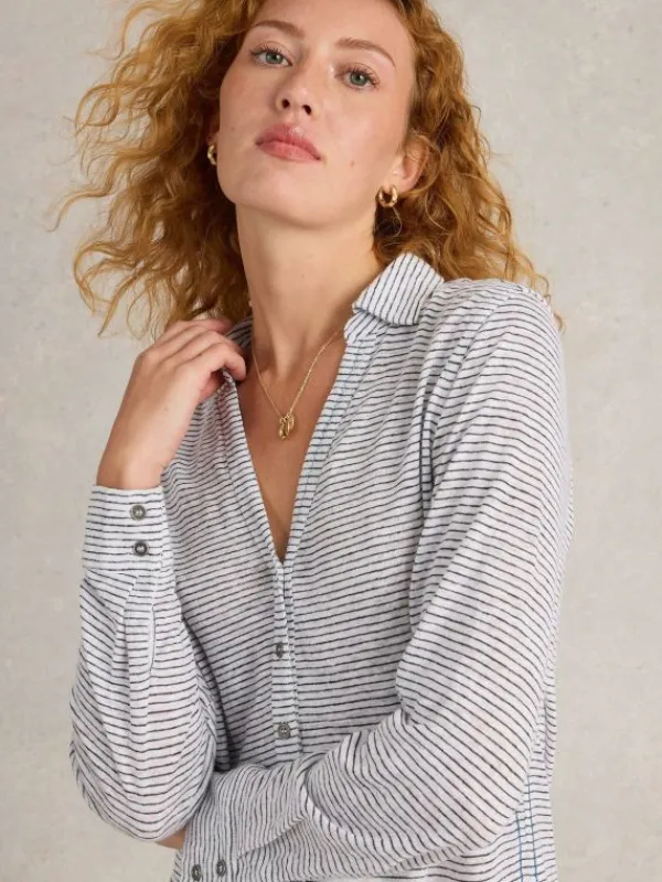 CHARLIE LINEN SHIRT in WHITE MULTI<White Stuff Best