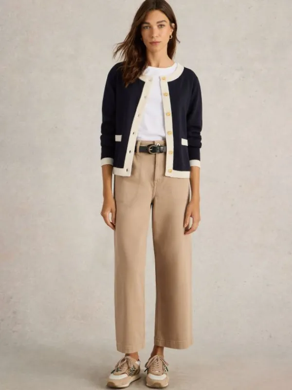 CHARLOTTE CREW NECK CARDI in NAVY MULTI<White Stuff Fashion