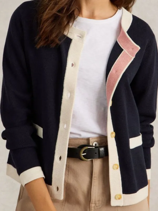 CHARLOTTE CREW NECK CARDI in NAVY MULTI<White Stuff Fashion