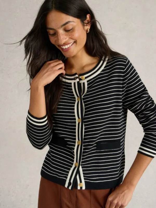 CHARLOTTE STRIPE CARDI in BLACK MULTI<White Stuff Fashion