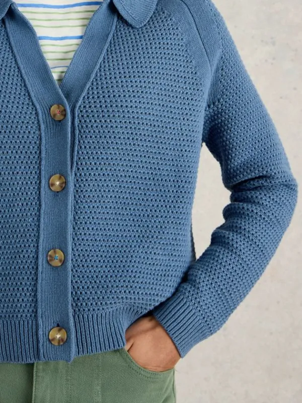 CHATERLY COLLAR CARDI in MID BLUE<White Stuff Discount