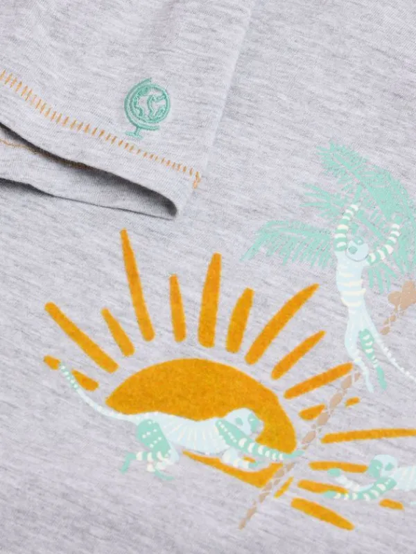 Cheeky Monkeys Graphic Tee in GREY MARL<White Stuff Best