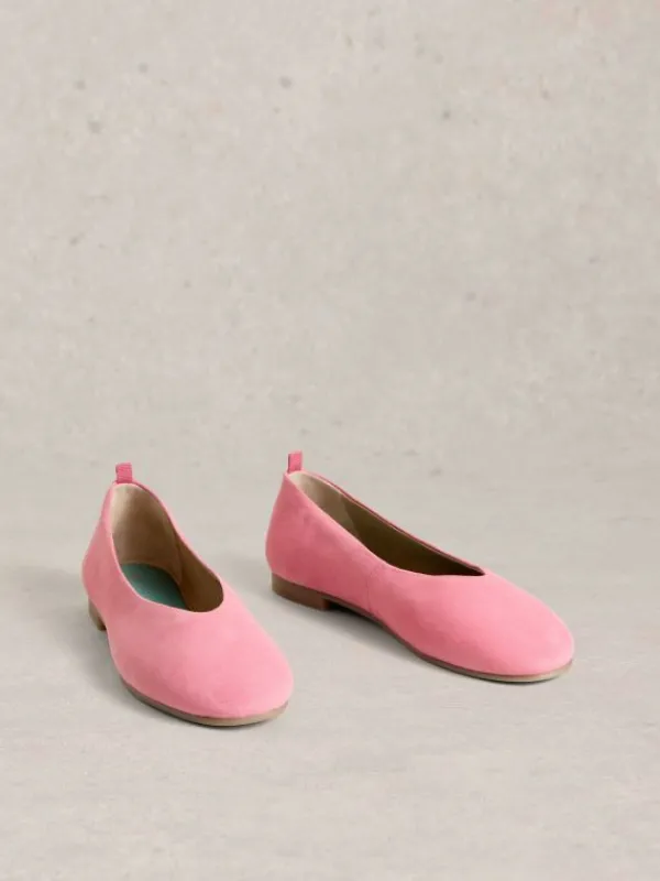 Cheri Leather Ballerina Pump in MID PINK<White Stuff Online