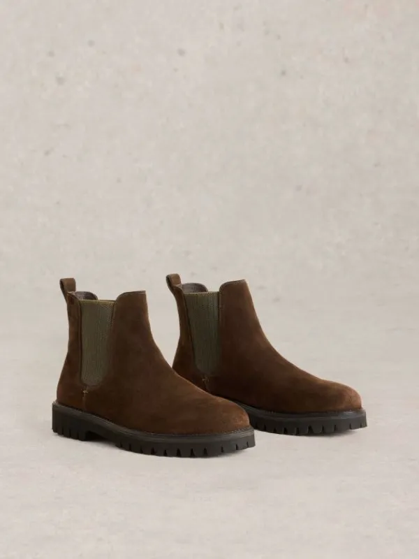 Chunky Chelsea Suede Boot in DARK BROWN<White Stuff Clearance