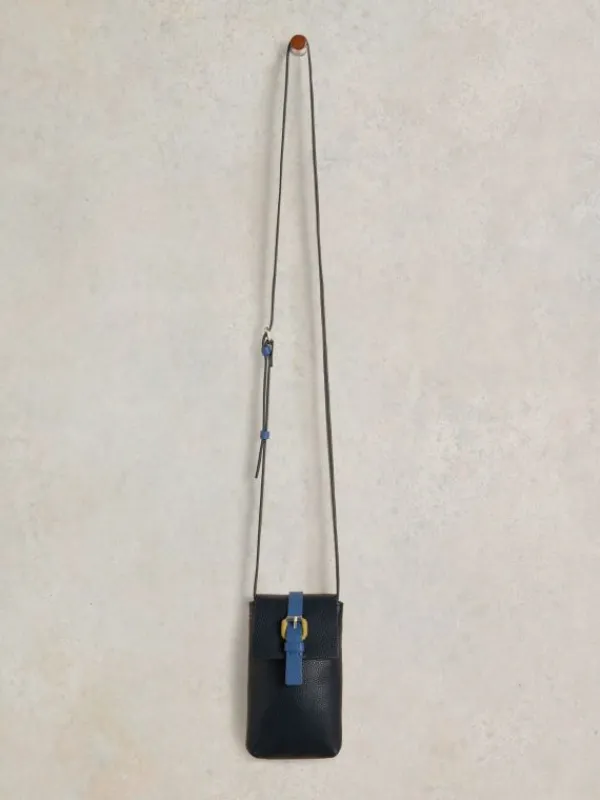 Clara Buckle Leather Phone Bag in FRENCH NAVY<White Stuff Sale