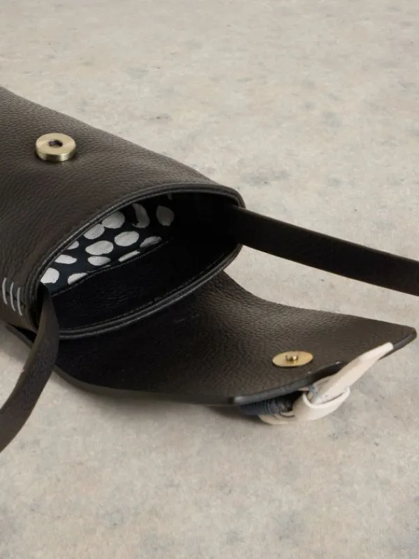 Clara Buckle Leather Phone Bag in PURE BLACK<White Stuff Discount