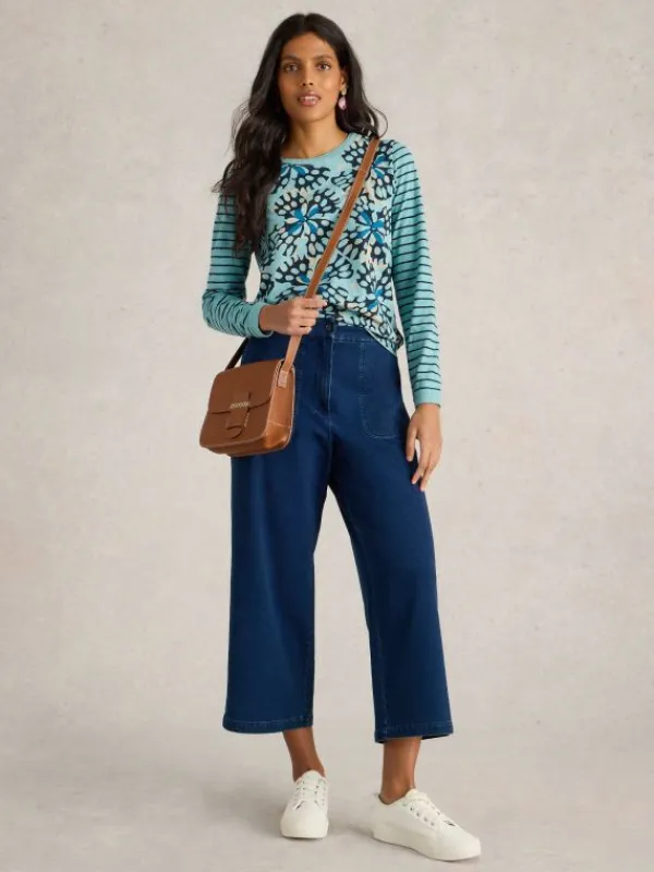 CLARA CREW NECK TEE in BLUE MULTI<White Stuff Discount