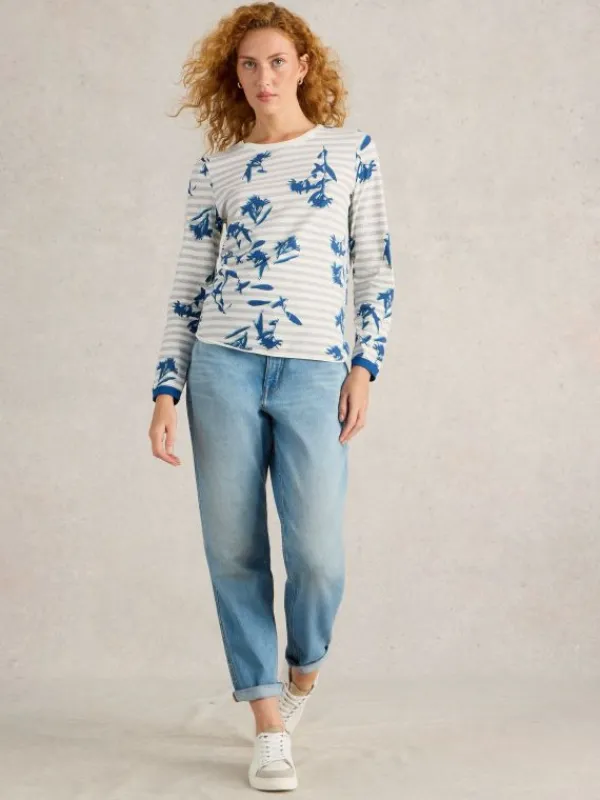 CLARA CREW NECK TSHIRT in NATURAL MULTI<White Stuff New