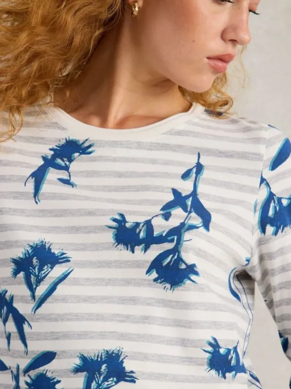 CLARA CREW NECK TSHIRT in NATURAL MULTI<White Stuff New