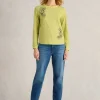 CLARA LONG SLEEVE EMBROIDERED TEE in YELLOW MULTI<White Stuff Fashion