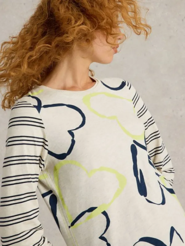 CLARA TEE CREW NECK in NATURAL PRINT<White Stuff Fashion