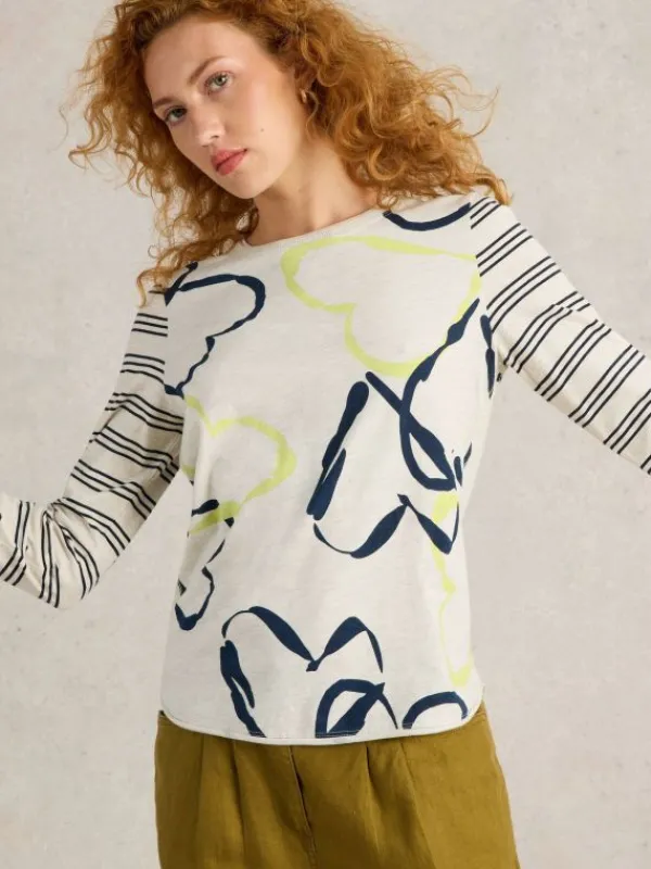 CLARA TEE CREW NECK in NATURAL PRINT<White Stuff Fashion