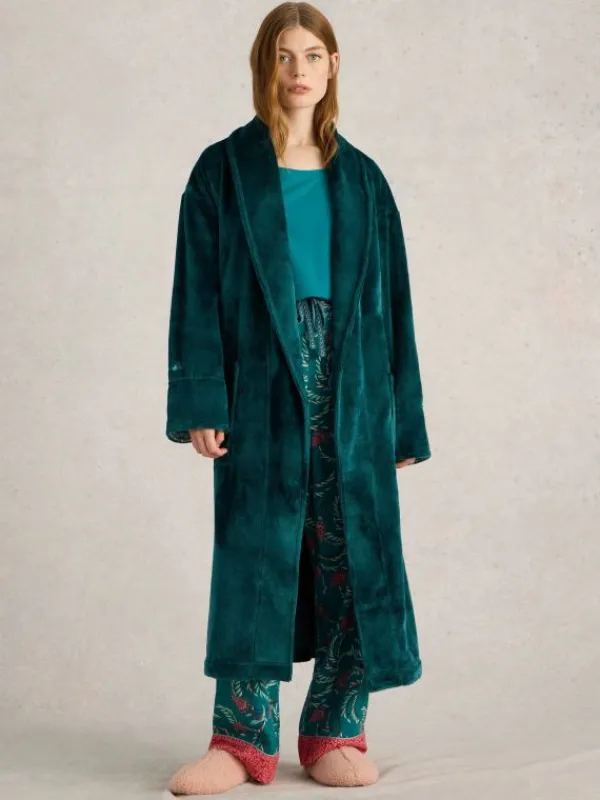 Clover Cosy Dressing Gown in MID TEAL<White Stuff Outlet