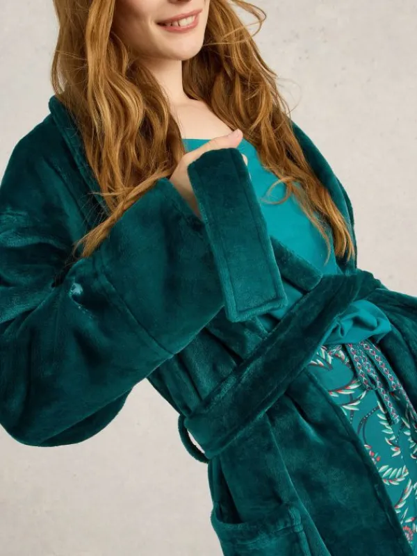 Clover Cosy Dressing Gown in MID TEAL<White Stuff Outlet