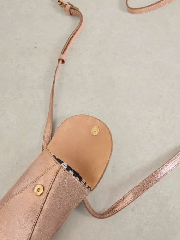 Coco Leather Phone Bag in GOLD TONE METALLIC<White Stuff New