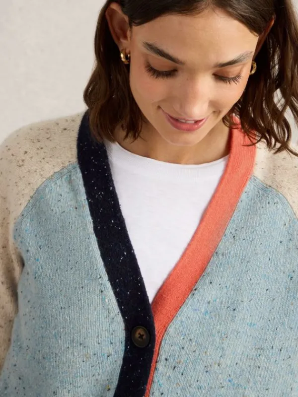 COLOURBLOCK WOOL NEP CARDI in BLUE MULTI<White Stuff Online
