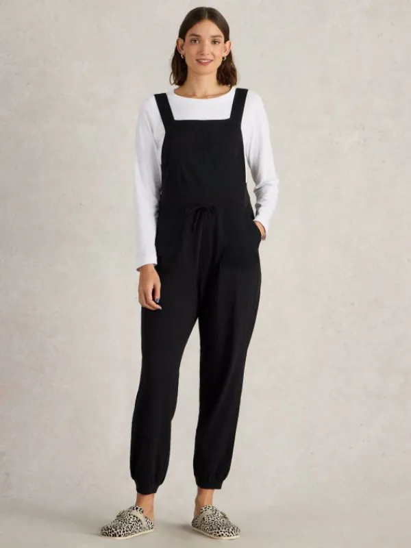 Daphne Jersey Dungaree in PURE BLACK<White Stuff Clearance
