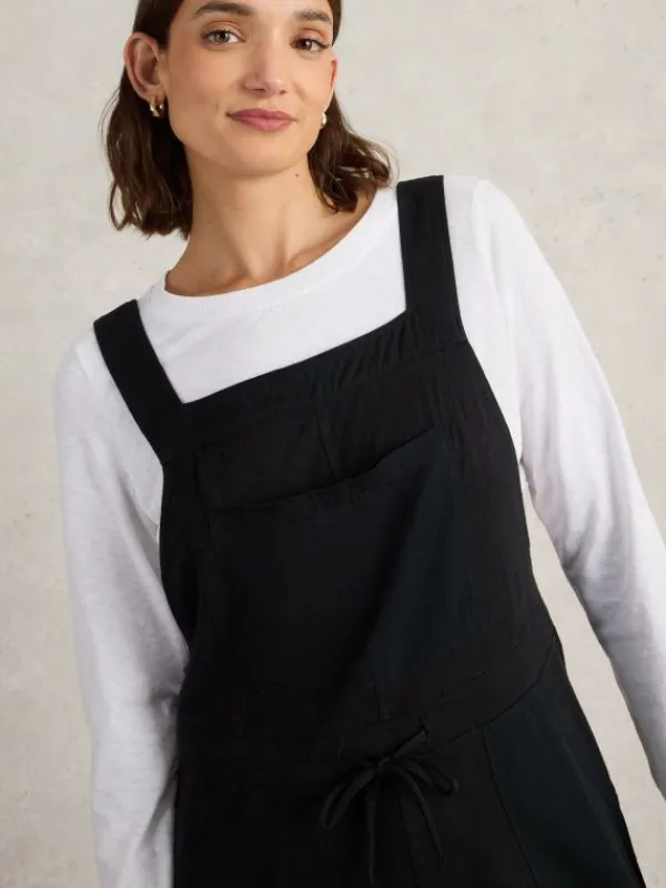 Daphne Jersey Dungaree in PURE BLACK<White Stuff Clearance