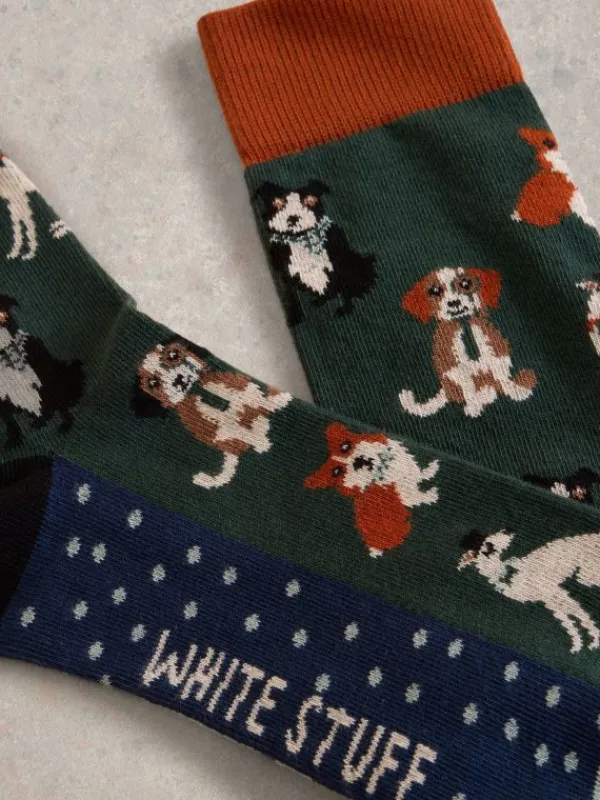 Dapper Dogs Ankle Sock in GREEN MULTI<White Stuff Outlet