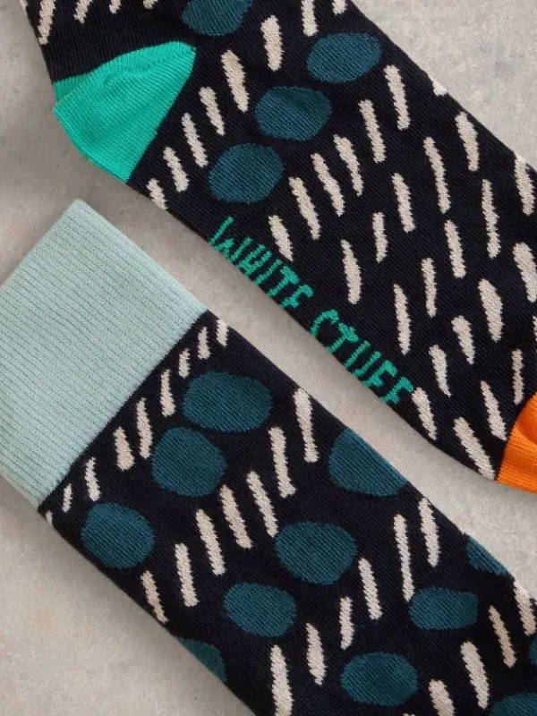 Dash and Dot Ankle Sock in NAVY MULTI<White Stuff Best