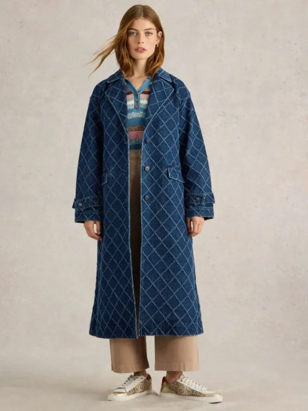 Dori Denim Trench Coat in DENIM MULTI<White Stuff New