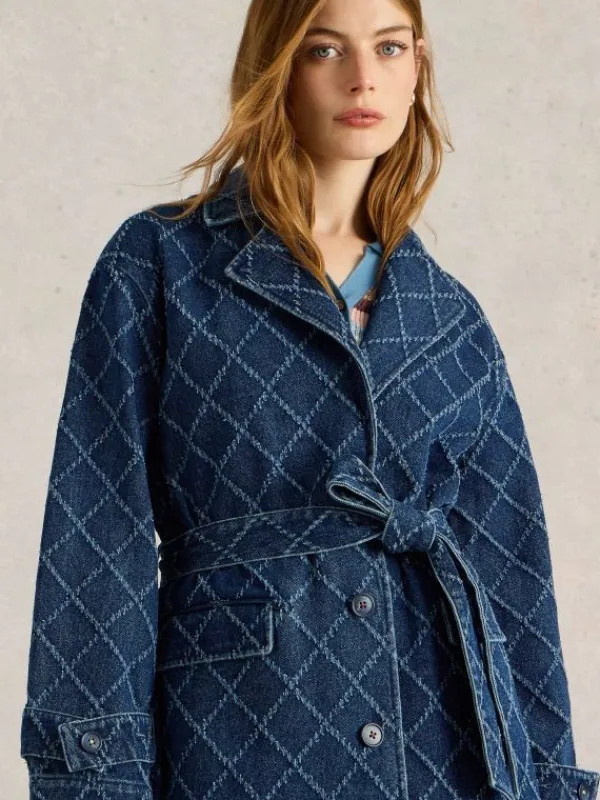 Dori Denim Trench Coat in DENIM MULTI<White Stuff New