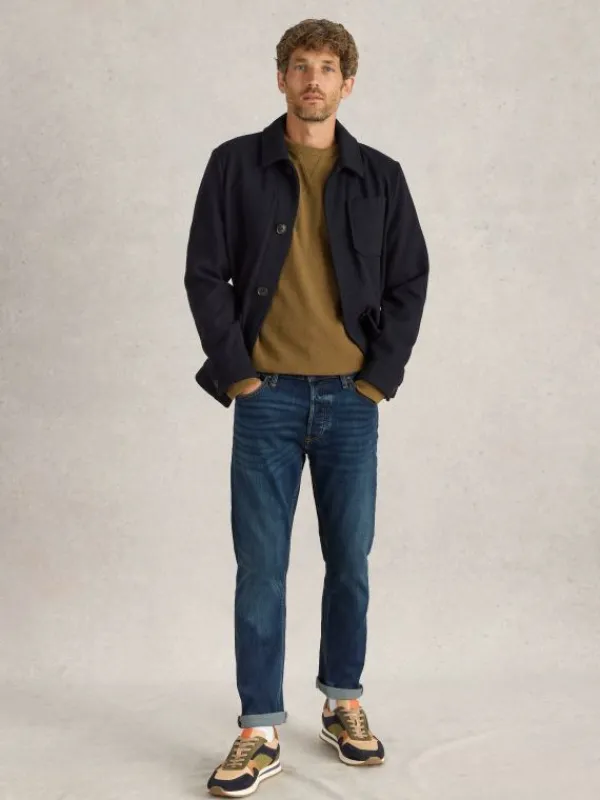 Eastwood Straight Jean Zip Fly in MID DENIM<White Stuff Discount