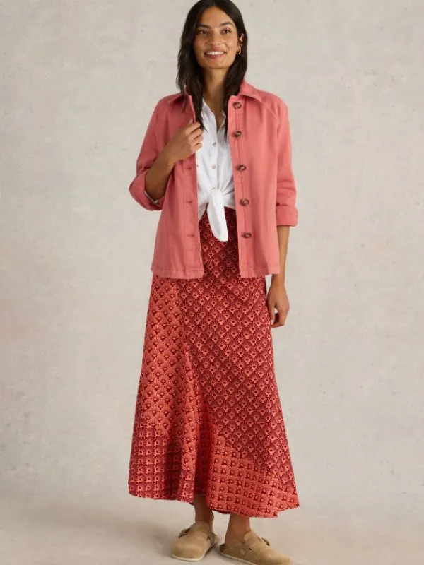 Eden Denim Collared Jacket in MID RED<White Stuff Fashion