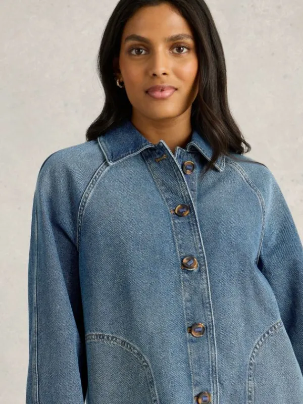 Eden Denim Collared Jacket in MID DENIM<White Stuff Online