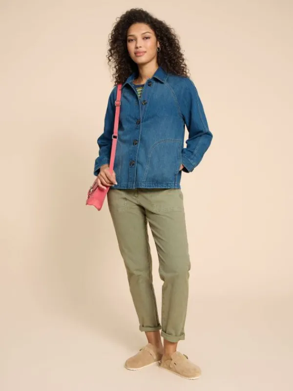 Eden Denim Relaxed Jacket in MID DENIM<White Stuff Clearance