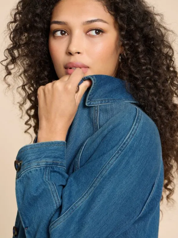 Eden Denim Relaxed Jacket in MID DENIM<White Stuff Clearance