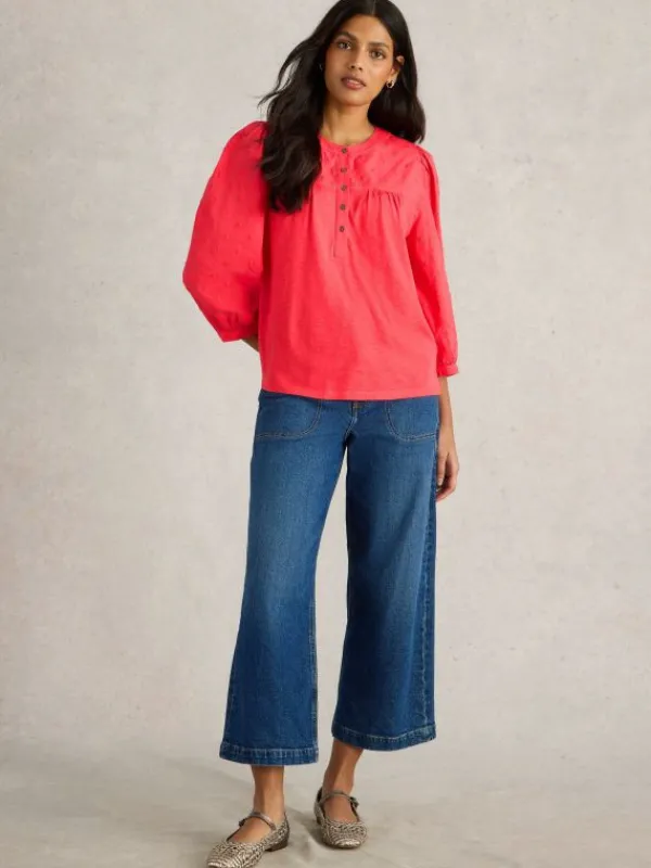 ELISE DOBBY MIX TOP in BRIGHT PINK<White Stuff New