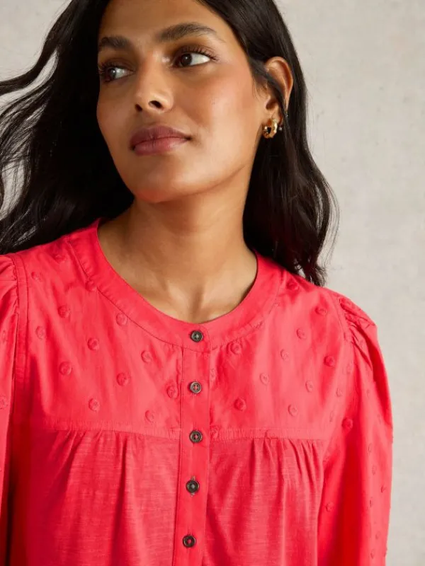 ELISE DOBBY MIX TOP in BRIGHT PINK<White Stuff New