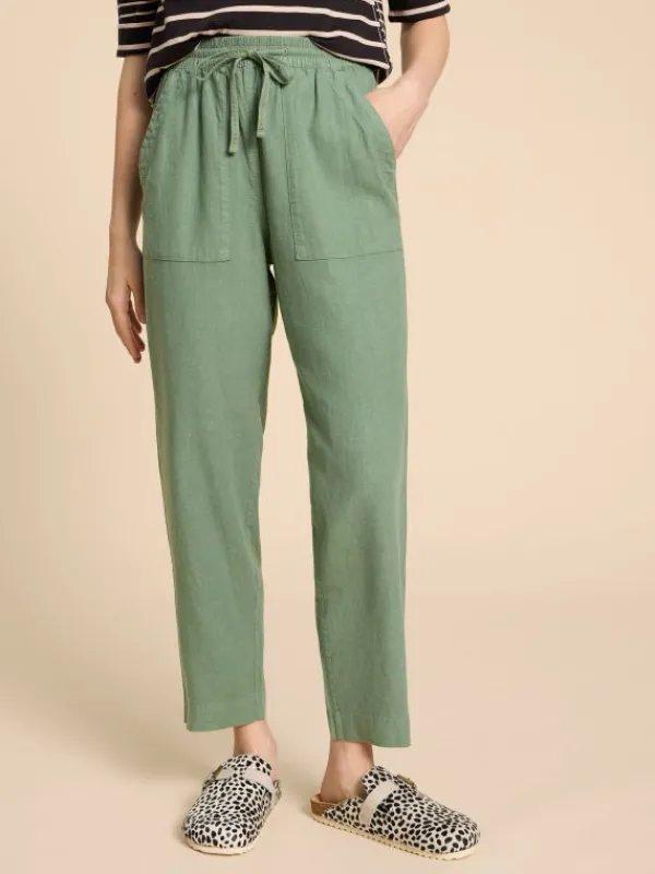 Elle Linen Blend Trouser in MID GREEN<White Stuff Best