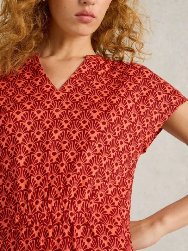 Ellie Linen Jersey Dress in RED MULTI<White Stuff Hot