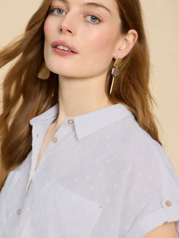 Ellie Organic Cotton Shirt in PALE IVORY<White Stuff Outlet