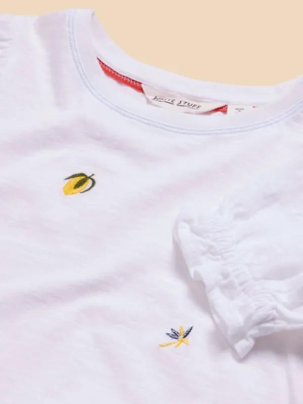 Embroidered Lemon Tee in BRILLIANT WHITE<White Stuff Discount