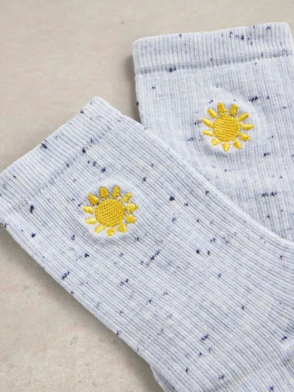 Embroidered Nep Ankle Sock in LIGHT BLUE<White Stuff Hot