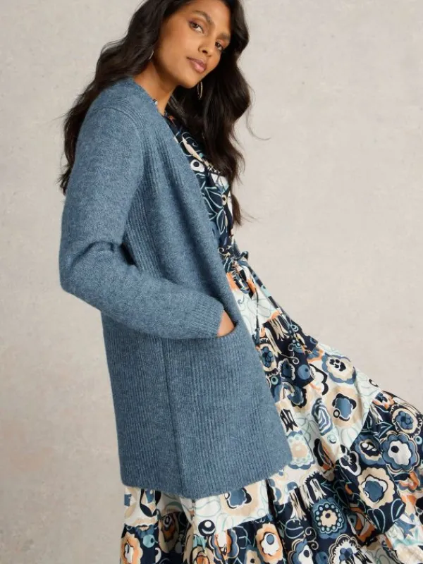 ERIN LONGLINE CARDI in MID BLUE<White Stuff Outlet