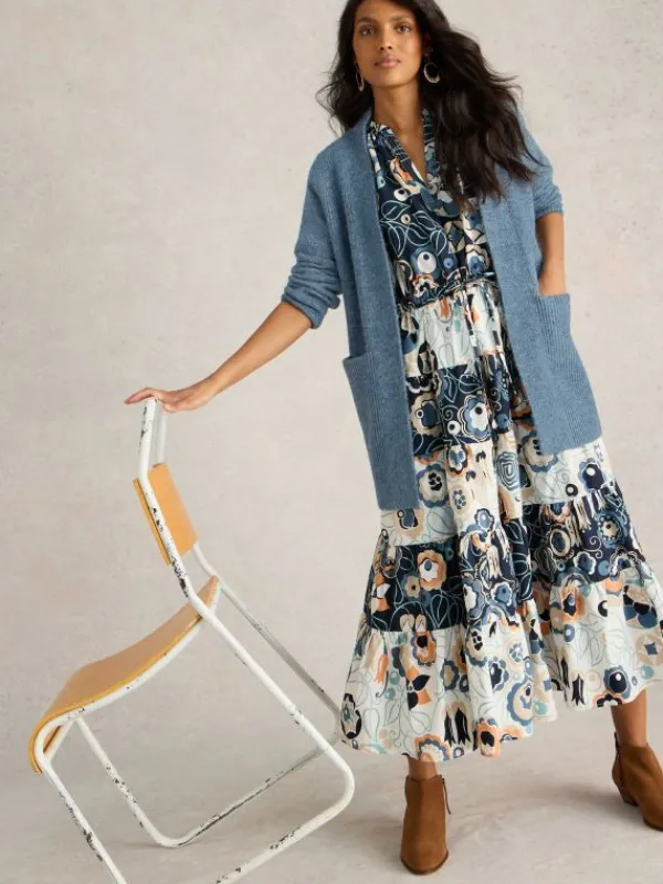 ERIN LONGLINE CARDI in MID BLUE<White Stuff Outlet