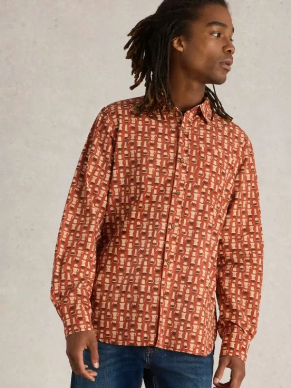 Espresso Printed Shirt in ORANGE PRINT<White Stuff Online