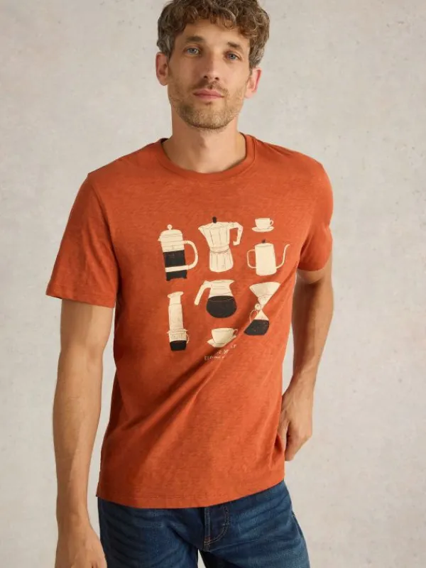Espresso Yourself Graphic Tee in ORANGE PRINT<White Stuff Fashion