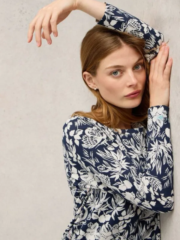 Eva Jersey Nightie in NAVY PRINT<White Stuff Fashion