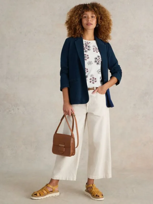 Evelyn Cotton Jersey Blazer in DK DENIM<White Stuff Clearance