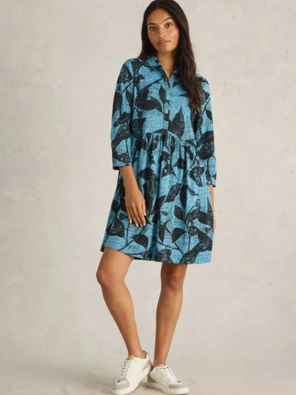 Everly Jersey Shirt Dress in BLUE PRINT<White Stuff Online